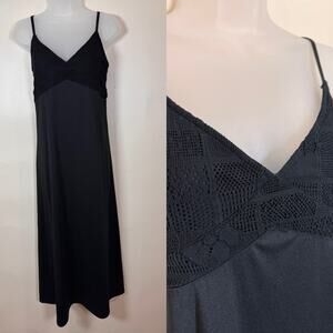 Vintage Express Womens Y2K Babydoll Maxi Dress Size M 13/14 Lace Black Witchy